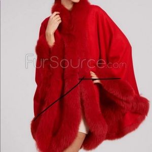 Coat - Red Wrap with Fox Fur Trim